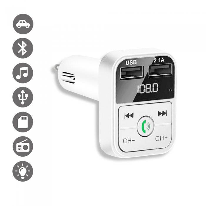 Transmetteur FM Bluetooth 5.0 - Kit voiture - 2 chargeur USB