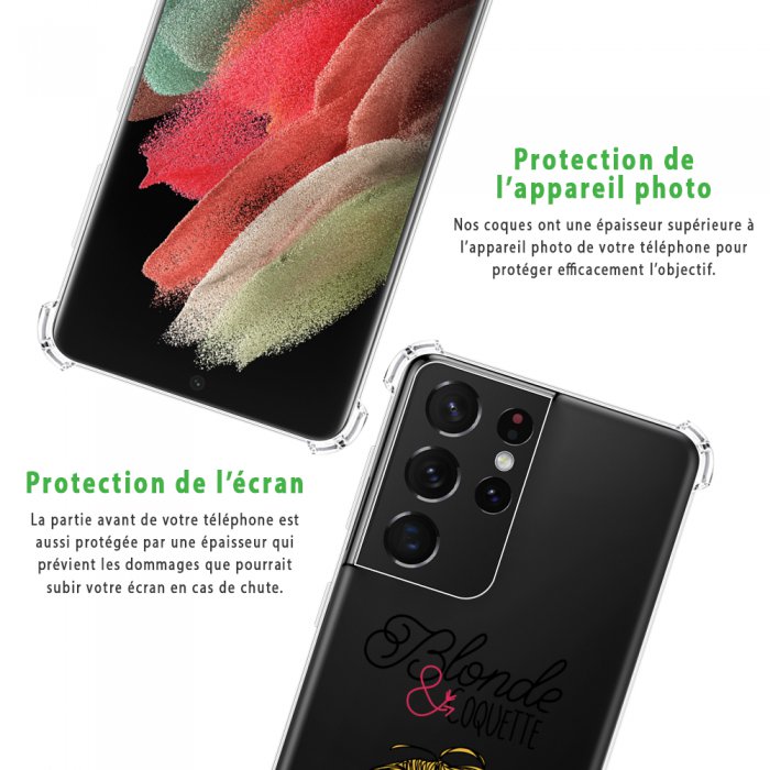 Coque Samsung Galaxy S21 Ultra 5G Antichoc Silicone + 2 Vitres en verre  trempé Protection écran - Coquediscount