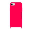 Coque iPhone 7/8/SE 2020 soft touch avec anneaux en silicone Fushia