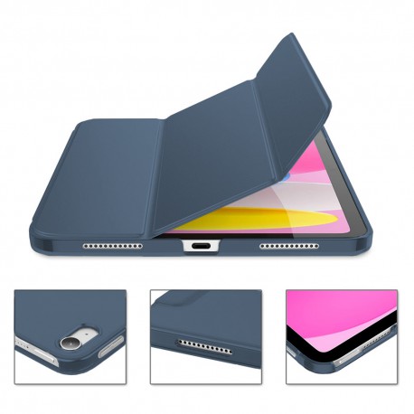 10% sur Etui nouvel Apple iPad 10,9 pouces 2022 4G/5G Smartcover pliable  bleu navy avec porte stylet- Housse coque de protection New Apple iPad  10eme generation 10.9 - Accessoires tablette pochette XEPTIO