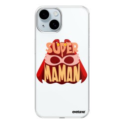 Coque iPhone 15 360 intégrale transparente Super Maman Tendance Evetane.