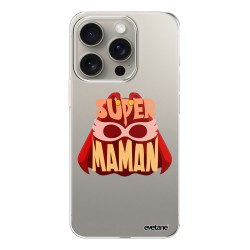 Coque iPhone 15 Pro 360 intégrale transparente Super Maman Tendance Evetane.