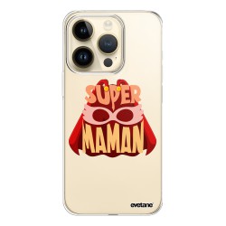 Coque iPhone 14 Pro 360 intégrale transparente Super Maman Tendance Evetane.