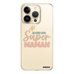 Coque iPhone 14 Pro 360 intégrale transparente Je suis une super Maman Tendance Evetane.