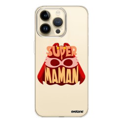 Coque iPhone 14 Pro Max 360 intégrale transparente Super Maman Tendance Evetane.
