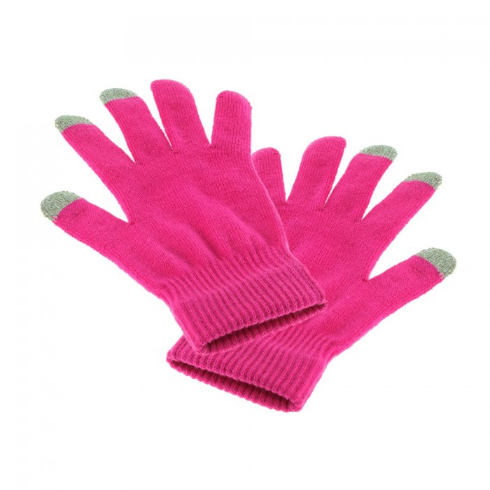 2 paires de gants enfant avec paillettes pour écran tactile rose