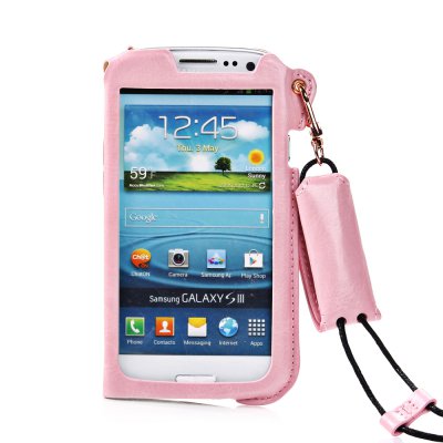 Etui pouch porte clé rose ouverture face avant pour Samsung Galaxy S3 I9300