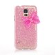 Coque rose pâle à paillettes et noeud rose pour Samsung Galaxy S5 G900 