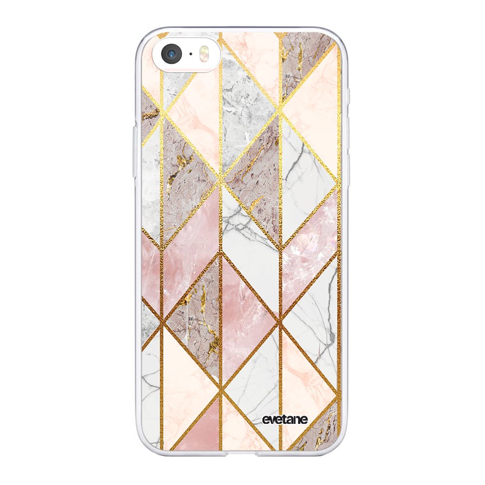 Coque iPhone 5S / 5 DELUXE Cuir Cousu & Chrome Rose