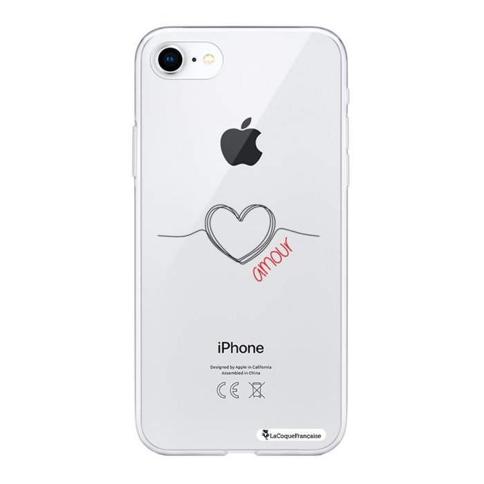 Coque iPhone 7/8/ iPhone SE 2020/ 2022 silicone transparente Coeur Noir  Amour ultra resistant Protection housse Motif Ecriture Tendance La Coque  Francaise - Coquediscount